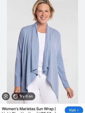 Coolibar Women's Sky Blue Open-Front Draped Sun Cardigan